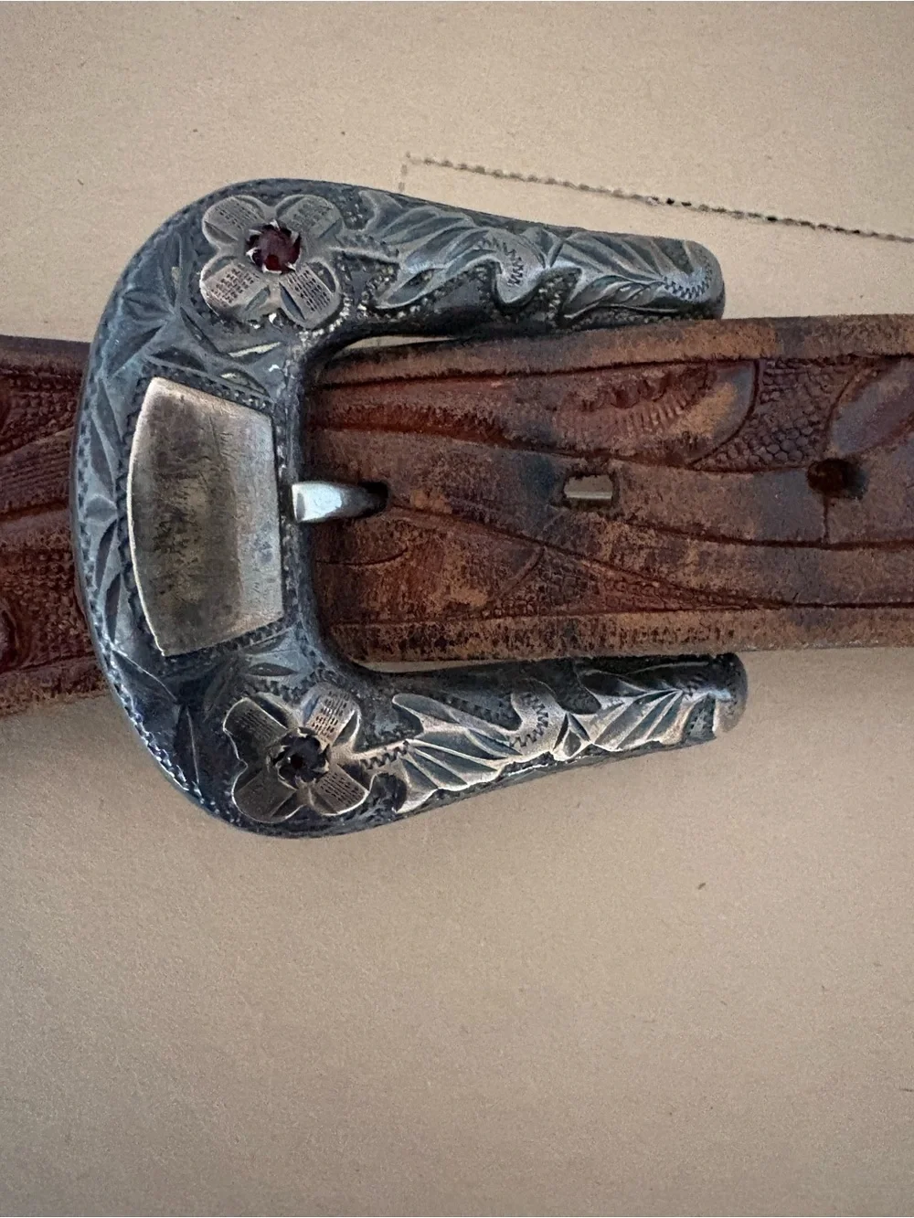 Vintage “Ricardo” hand tooled Western belt